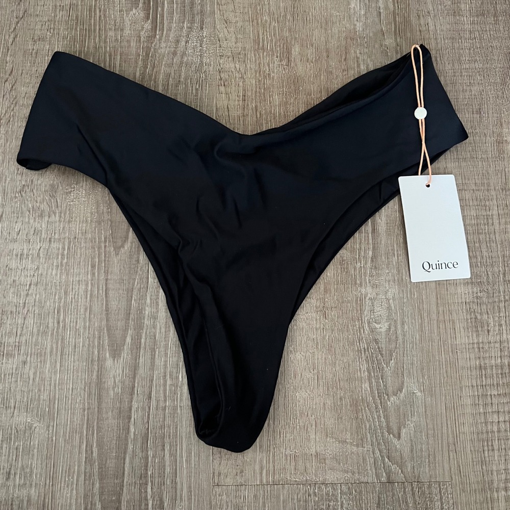NWT Quince Italian V-Cut High Leg Bikini Bottom Large Swim Minimalist Vacation